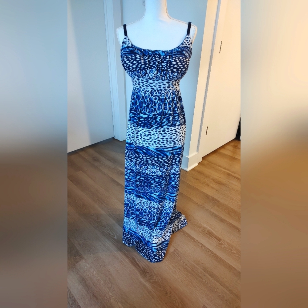 Multi Print Maxi Day-Dress Lightweight Resort Beach Coastal Wedding Soft